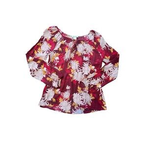 Lucky Brand Long Sleeve‎ Peasant Blouse Top XS Extra Small Semi Sheer